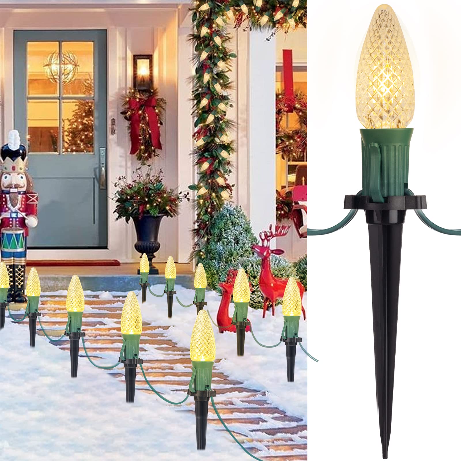 brightown-25-7ft-20-c9-led-strawberry-pathway-lights-warm-white-with-stakes-conn image 1