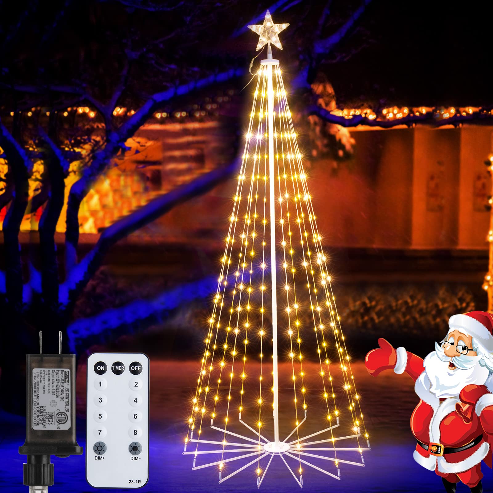 brightown-christmas-cone-tree-light-with-star-topper-with-remote-8-modes image 8