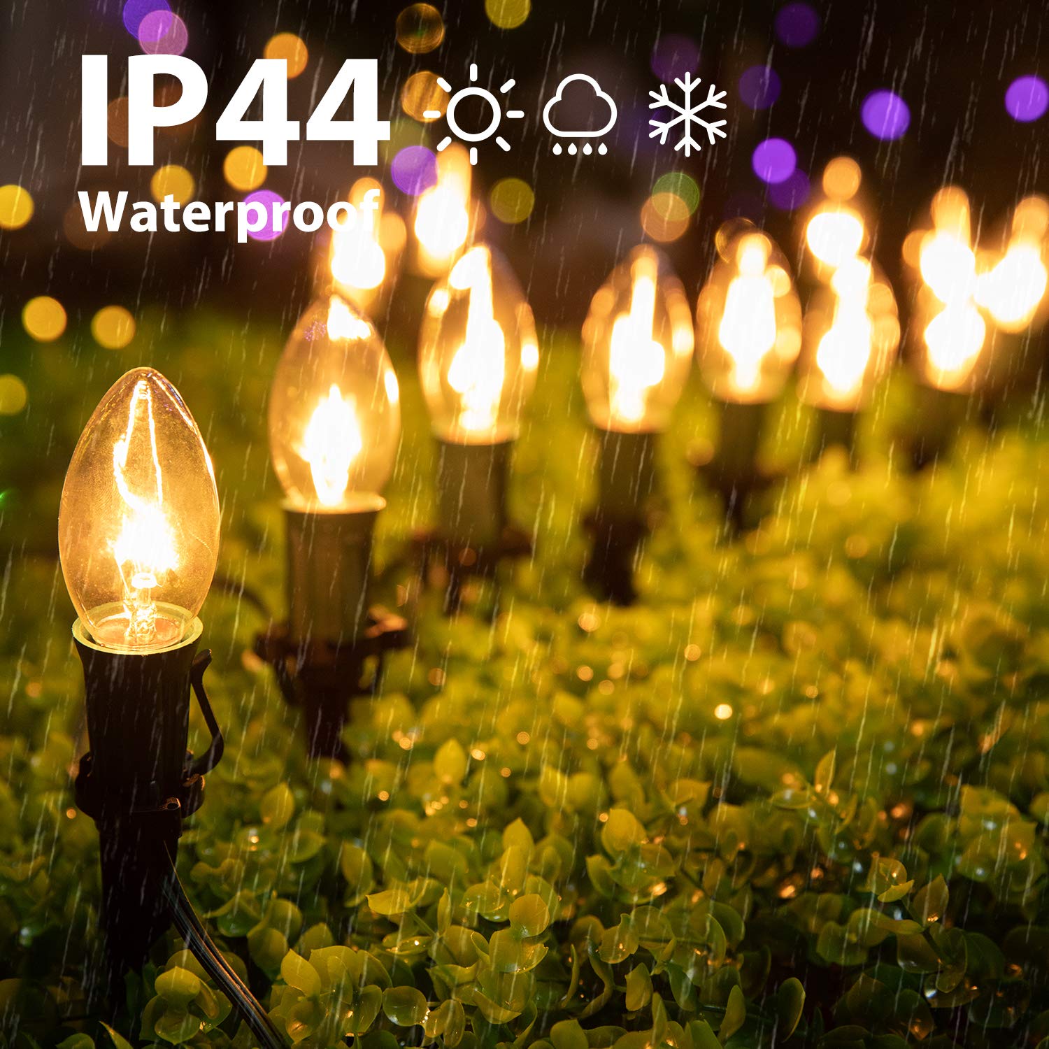 brightown-c9-incandescent-pathway-lights-on-green-wire-20-stakes image 2