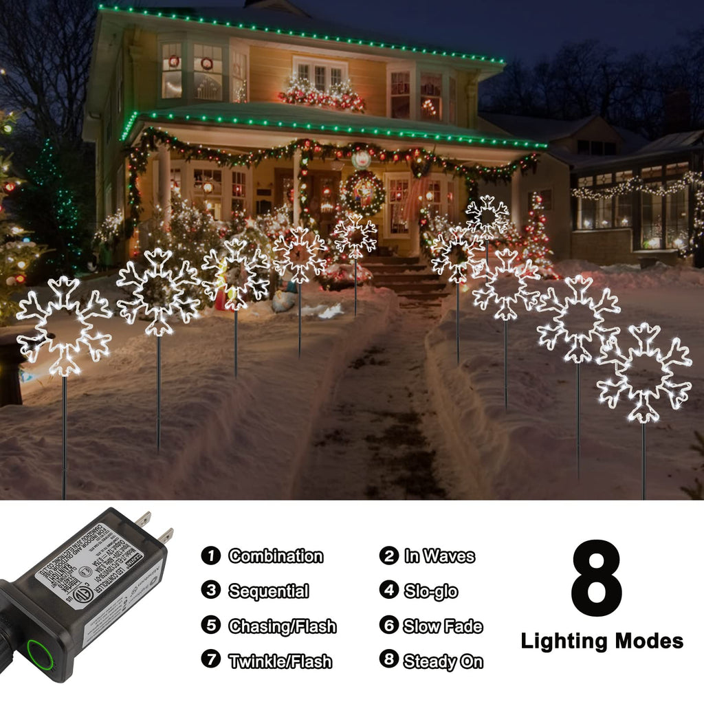 brightown-plug-in-10-large-snowflake-christmas-pathway-lights-with-stakes-for-ou image 2