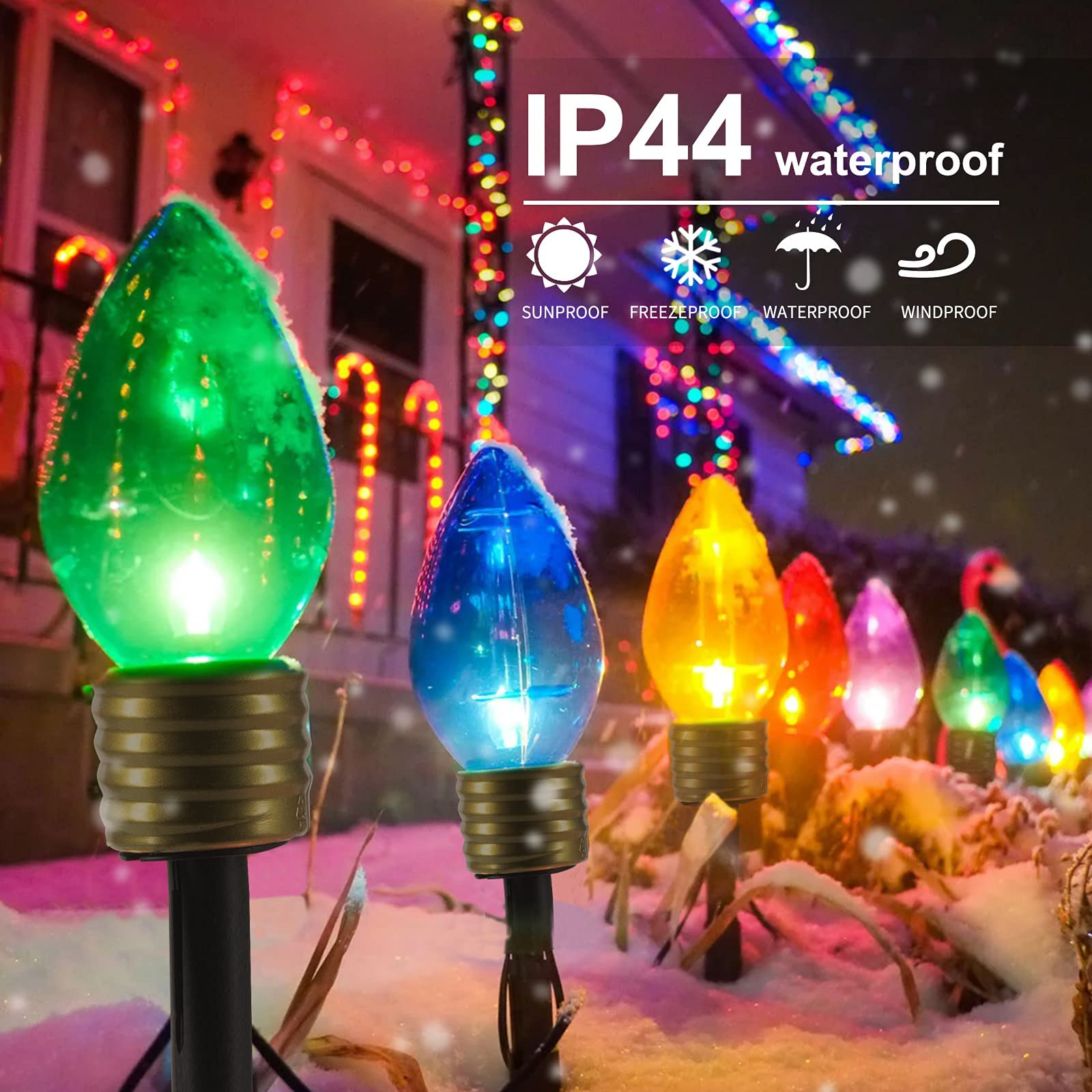 brightown-jumbo-c9-pathway-lights-with-c7-incandescent-bulbs-on-green-wire-multi image 2