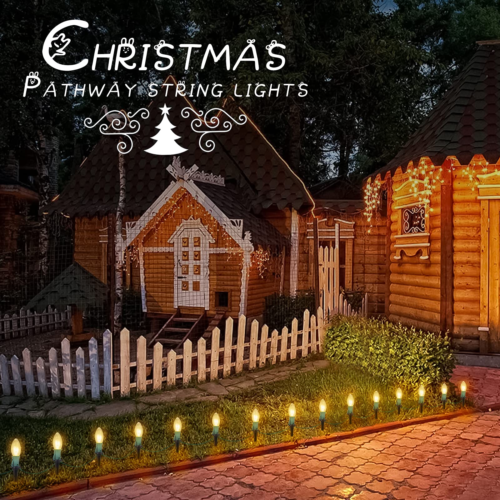 brightown-c9-incandescent-pathway-lights-on-green-wire-20-stakes image 3