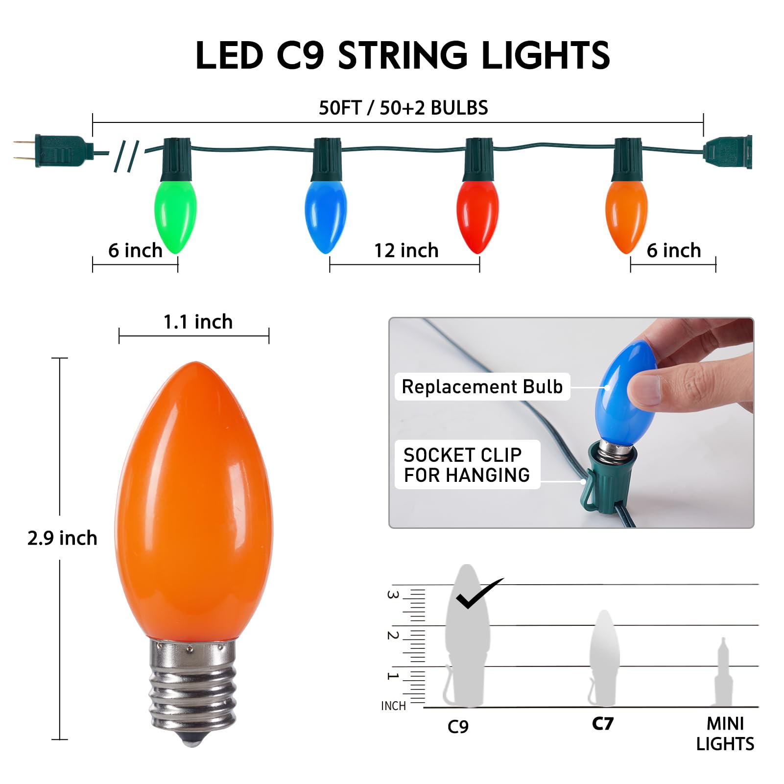 brightown-50ft-plug-in-c9-led-string-lights-with-52-multicolor-shatterproof-bulb image 2
