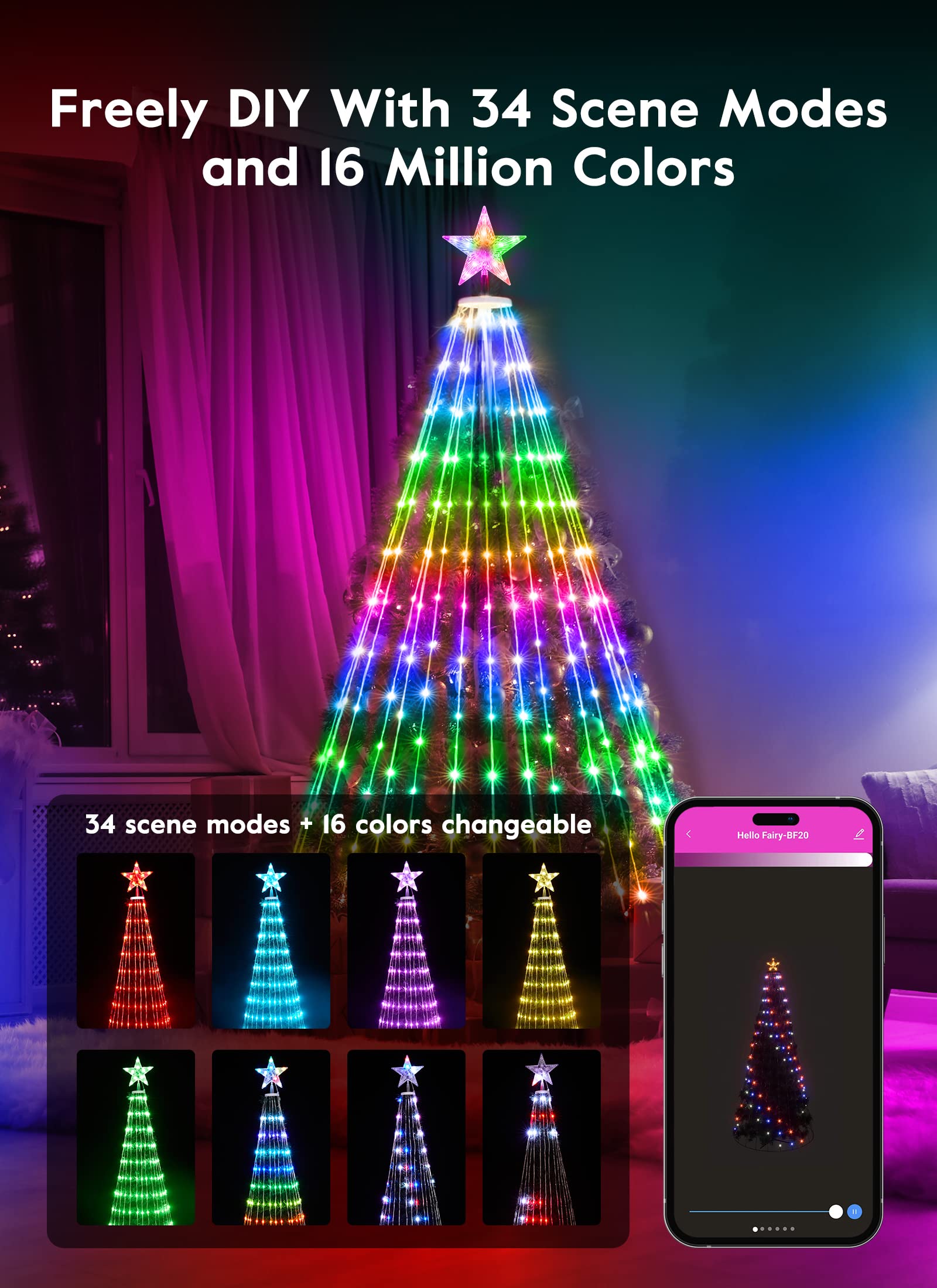 brightown-smart-cone-tree-light-with-star-topper-remote-app-control-16-million-c image 6