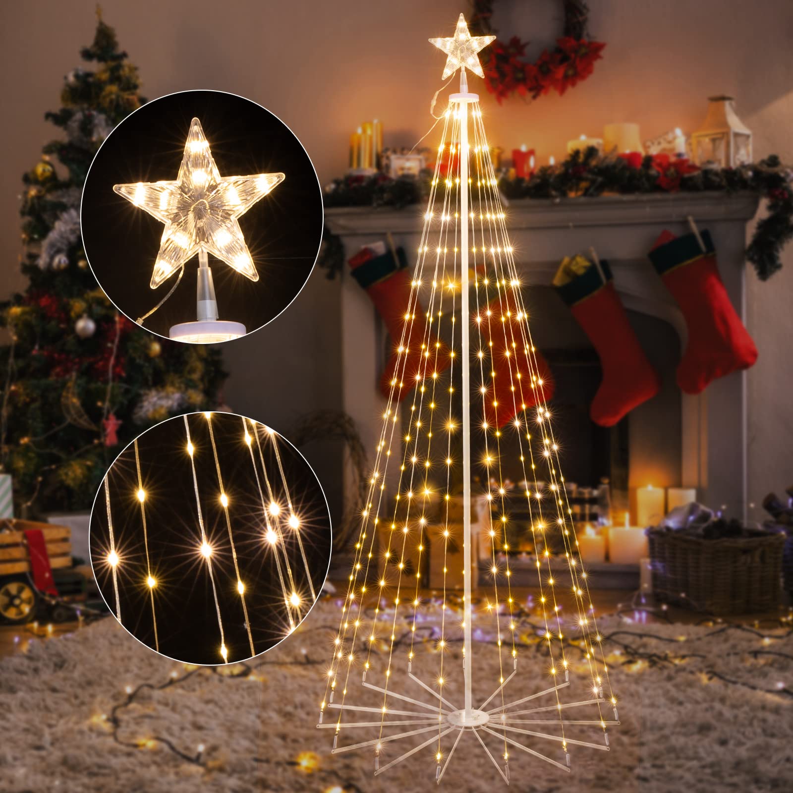 brightown-christmas-cone-tree-light-with-star-topper-with-remote-8-modes image 6
