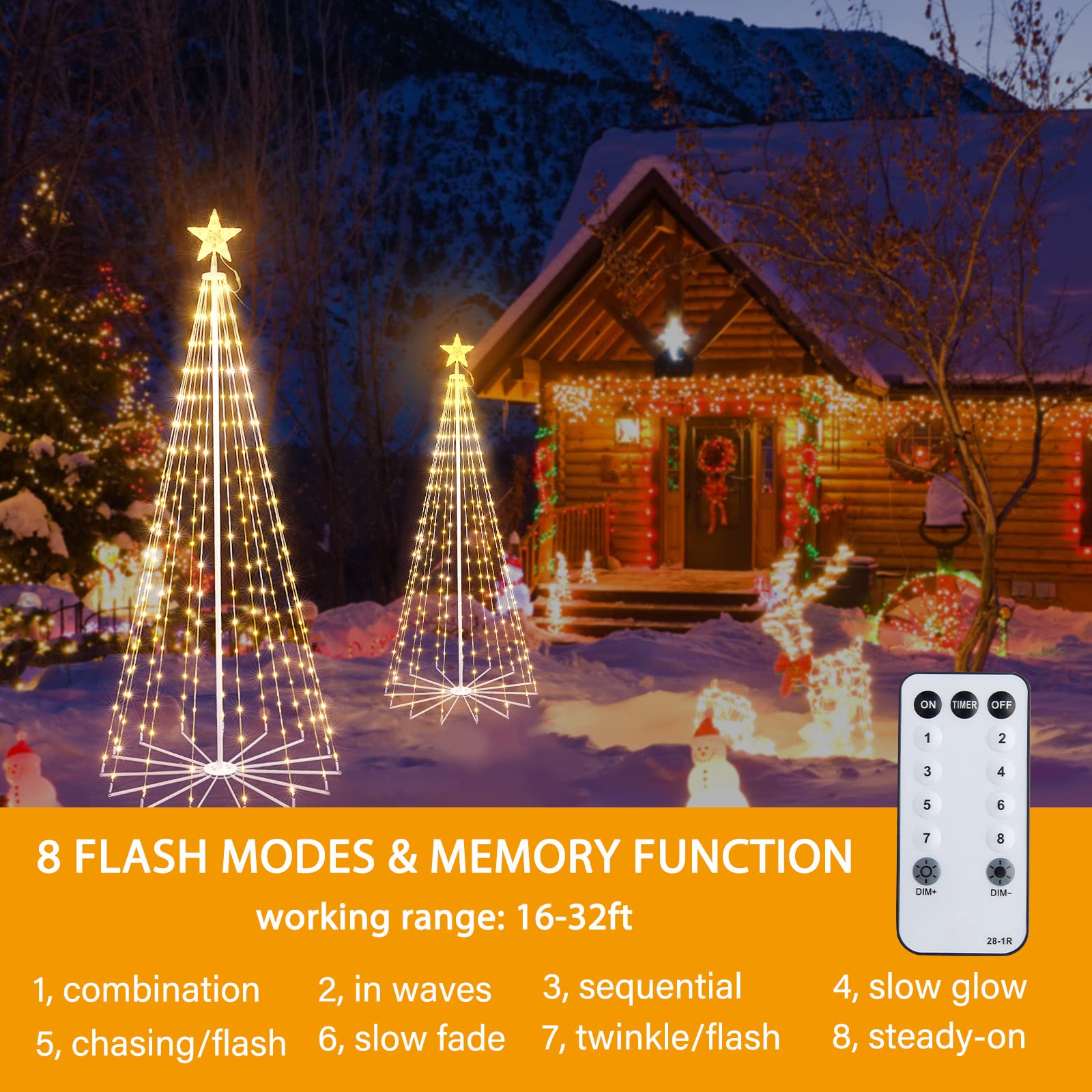 brightown-christmas-cone-tree-light-with-star-topper-with-remote-8-modes image 2