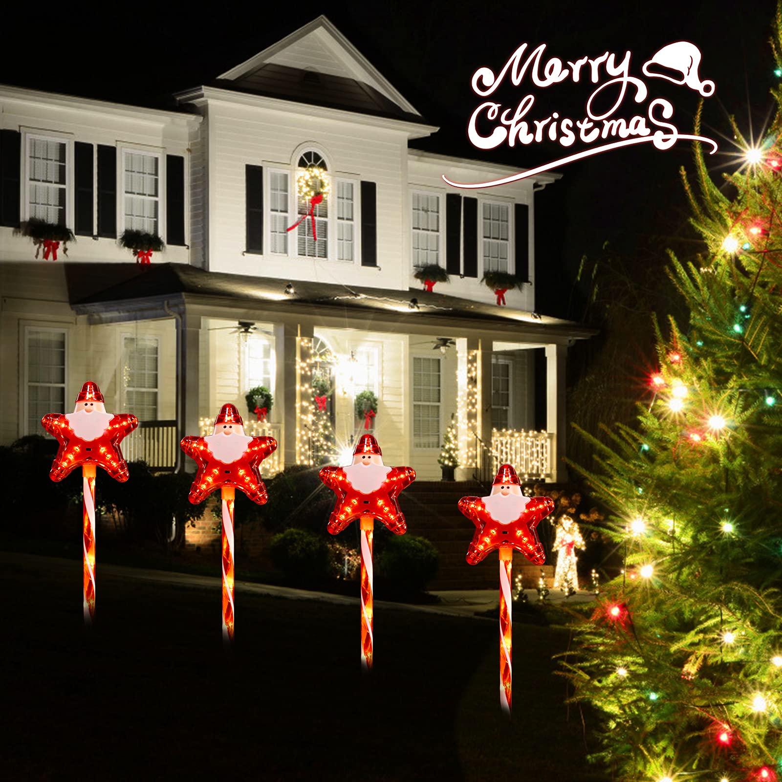 brightown-christmas-4-pack-plug-in-23-candy-cane-star-santa-clause-lights-for-pa image 6