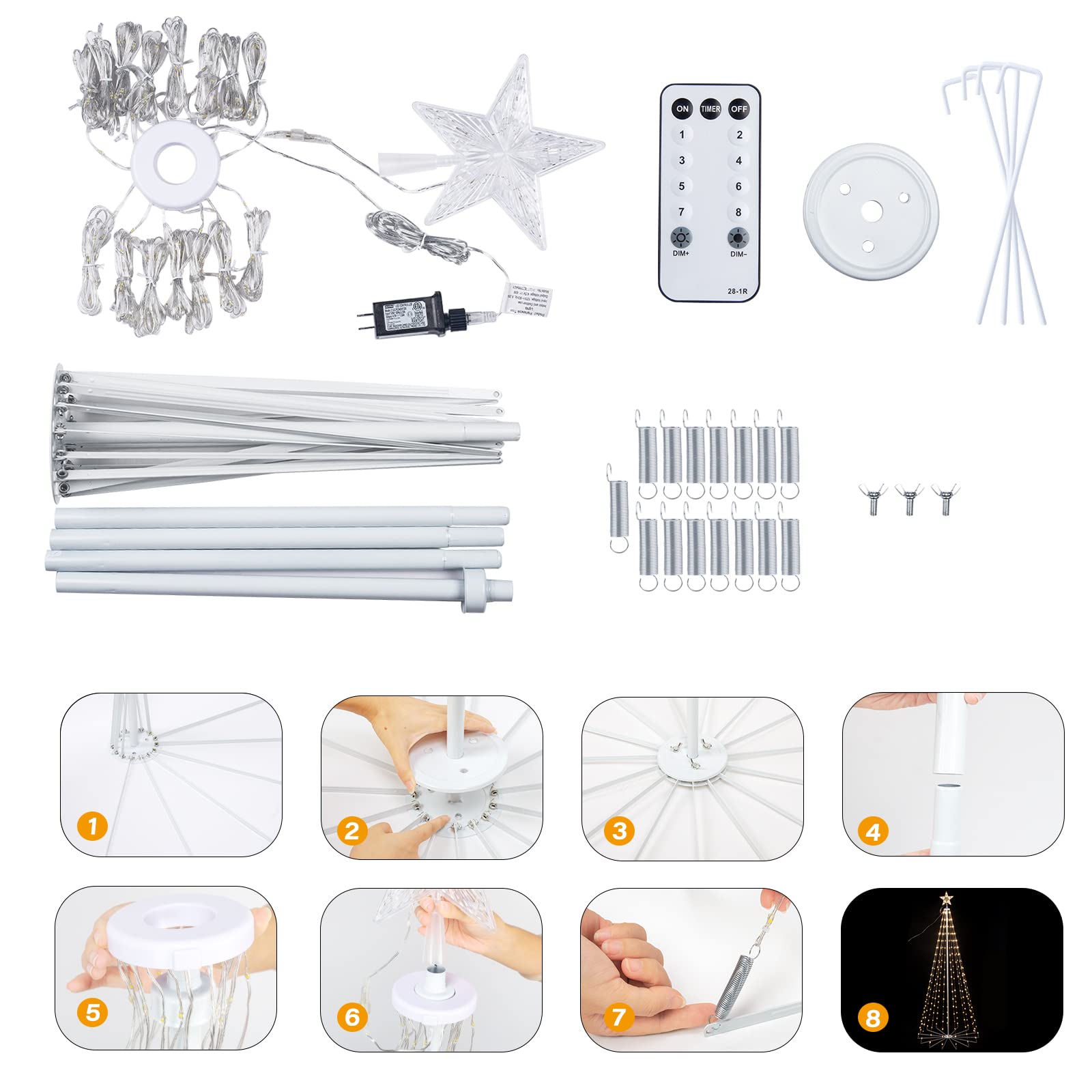 brightown-christmas-cone-tree-light-with-star-topper-with-remote-8-modes image 3