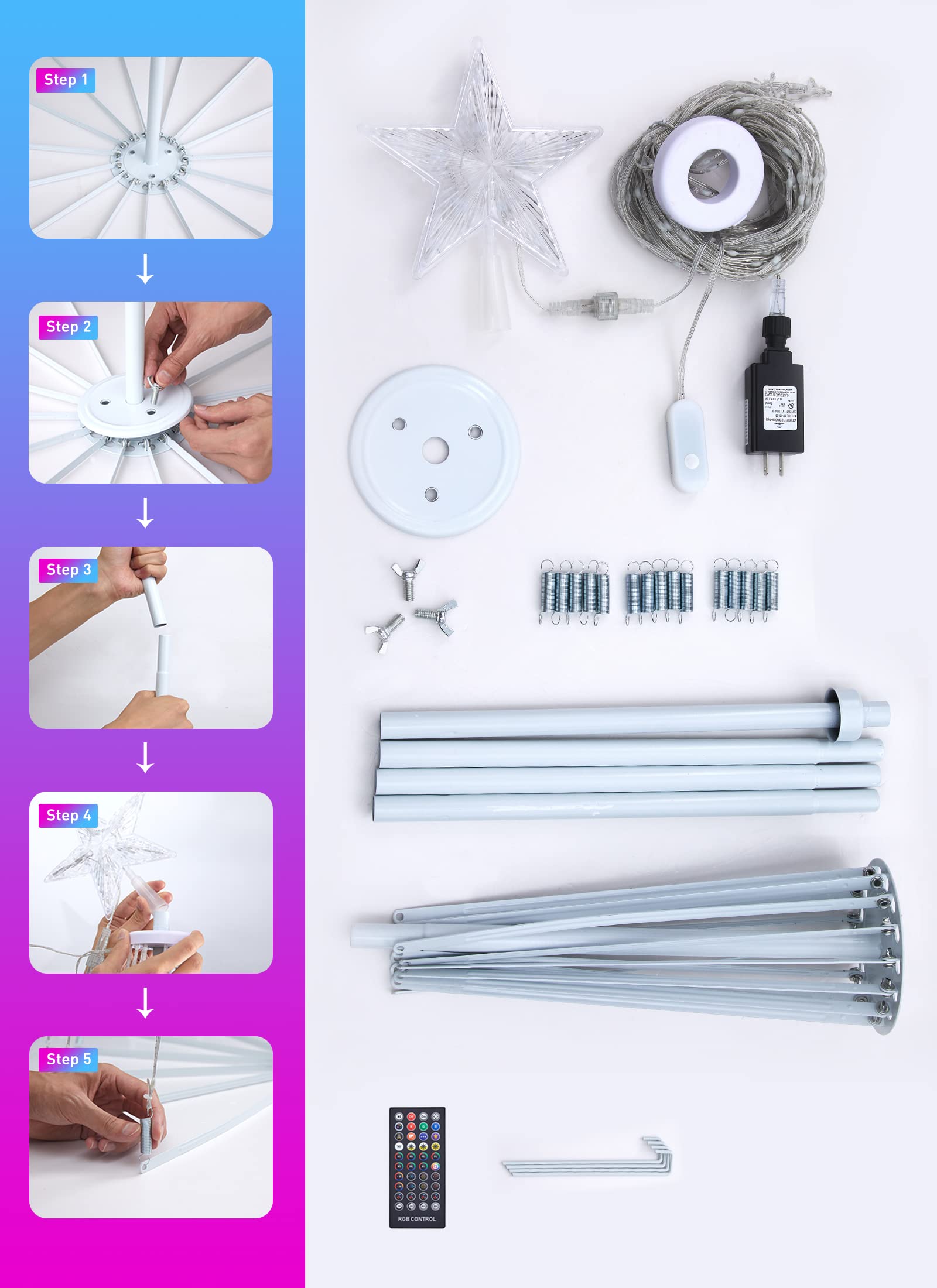 brightown-smart-cone-tree-light-with-star-topper-remote-app-control-16-million-c image 3