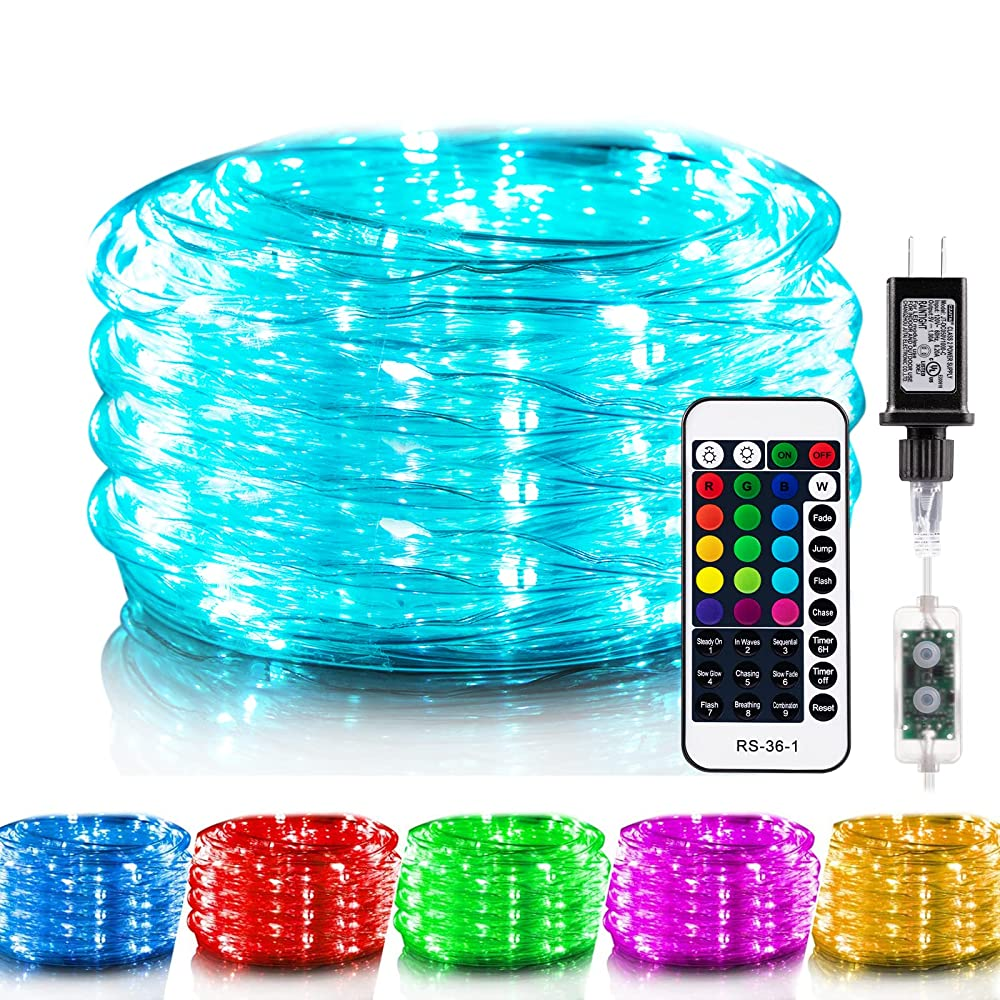 brightown-33ft-plug-in-100-led-16-colors-changing-rope-lights-with-remote-for-li image 1
